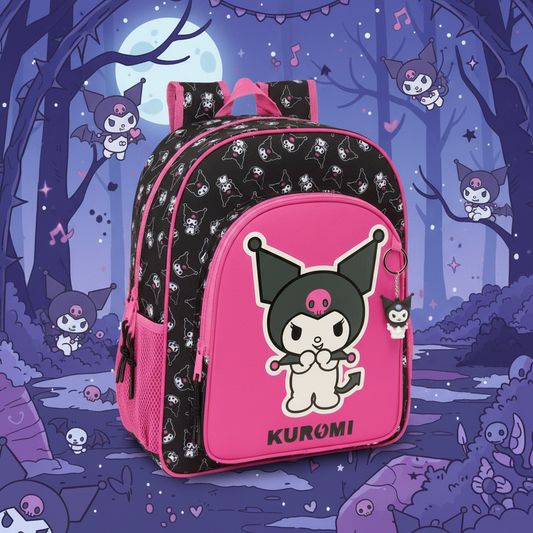 Mochila Kuromi Hello Kitty adaptable 38cm